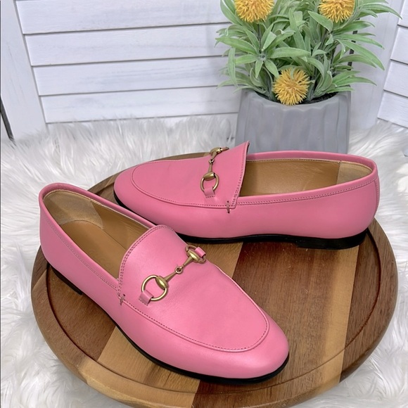 GUCCI l Jordaan Horsebit Powder Pink Leather Slip On Casual Designer Loafer 5/35 - Picture 1 of 16